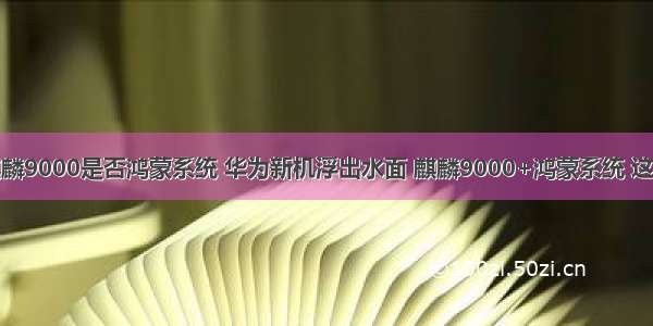 华为手机麒麟9000是否鸿蒙系统 华为新机浮出水面 麒麟9000+鸿蒙系统 这才是真正的