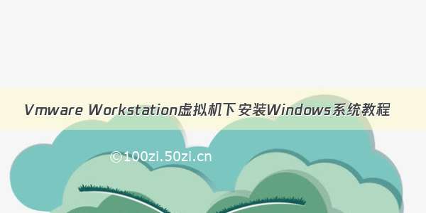 Vmware Workstation虚拟机下安装Windows系统教程