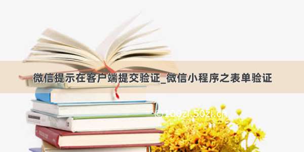 微信提示在客户端提交验证_微信小程序之表单验证