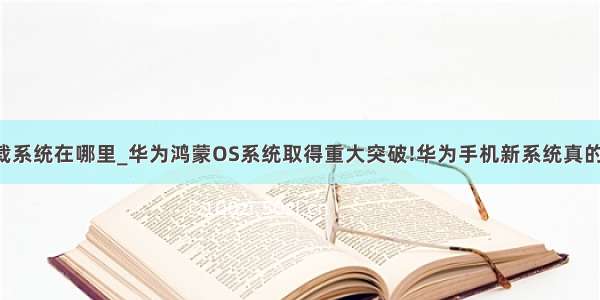 华为手机承载系统在哪里_华为鸿蒙OS系统取得重大突破!华为手机新系统真的来了:兼容安