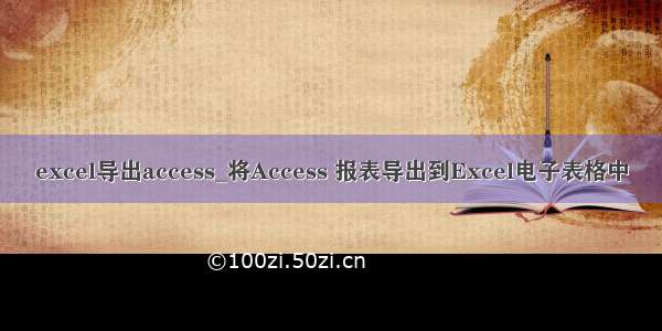 excel导出access_将Access 报表导出到Excel电子表格中