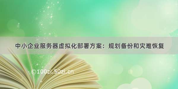 中小企业服务器虚拟化部署方案：规划备份和灾难恢复