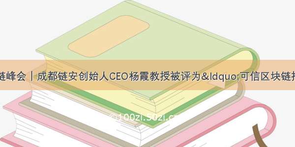 可信区块链峰会｜成都链安创始人CEO杨霞教授被评为“可信区块链推进计划度