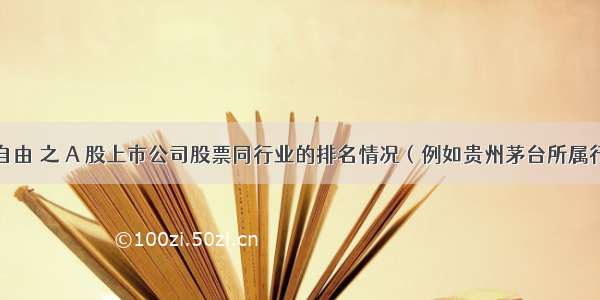 实现财务自由 之 A 股上市公司股票同行业的排名情况（例如贵州茅台所属行业总市值