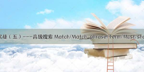 Elasticsearch实战（五）---高级搜索 Match/Match_phrase/Term/Must/should 组合使用