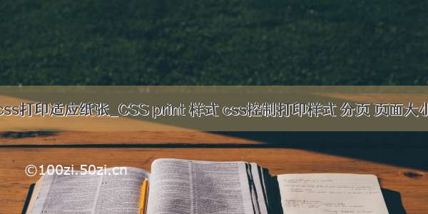 css打印适应纸张_CSS print 样式 css控制打印样式 分页 页面大小