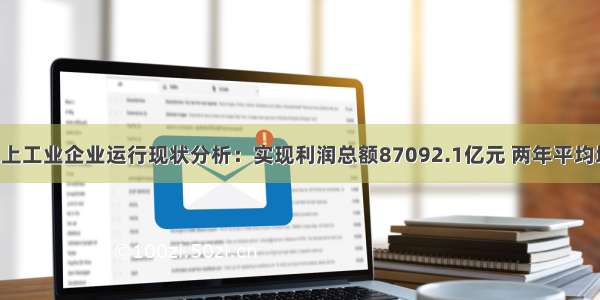 全国规模以上工业企业运行现状分析：实现利润总额87092.1亿元 两年平均增长18.2% 