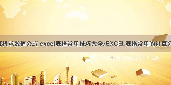 计算机求数值公式 excel表格常用技巧大全/EXCEL表格常用的计算公式