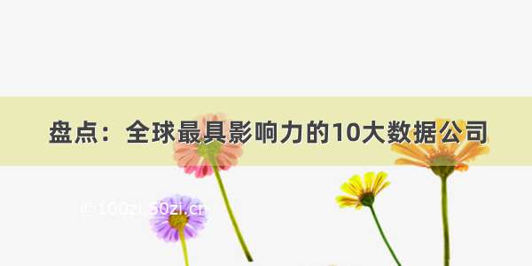 盘点：全球最具影响力的10大数据公司