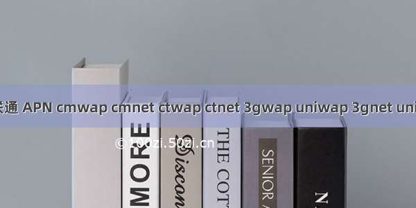 移动 电信 联通 APN cmwap cmnet ctwap ctnet 3gwap uniwap 3gnet uninet设置[转]