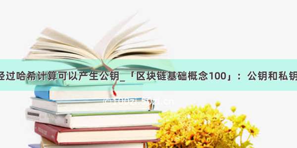 私钥经过哈希计算可以产生公钥_「区块链基础概念100」：公钥和私钥 | 027