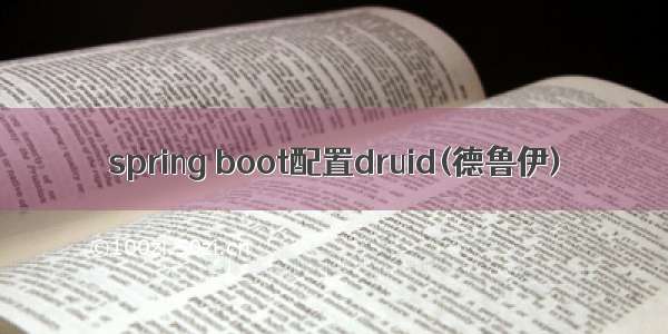spring boot配置druid(德鲁伊)