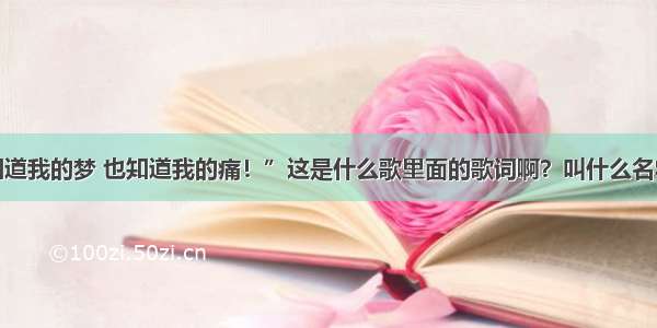 “你知道我的梦 也知道我的痛！”这是什么歌里面的歌词啊？叫什么名字这歌？