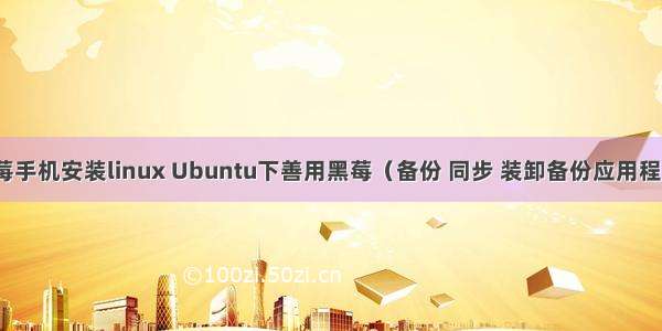 黑莓手机安装linux Ubuntu下善用黑莓（备份 同步 装卸备份应用程序）