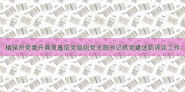 植保所党委开展度基层党组织党支部书记抓党建述职评议工作