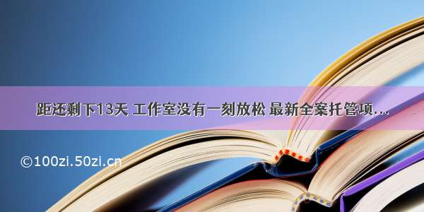 距还剩下13天 工作室没有一刻放松 最新全案托管项...