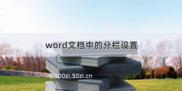 word文档中的分栏设置