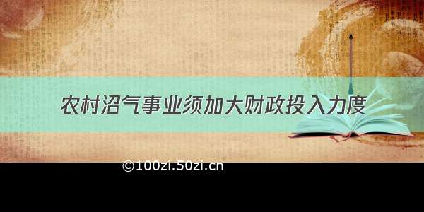 农村沼气事业须加大财政投入力度