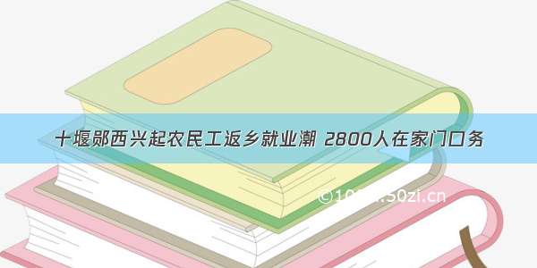 十堰郧西兴起农民工返乡就业潮 2800人在家门口务