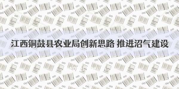 江西铜鼓县农业局创新思路 推进沼气建设