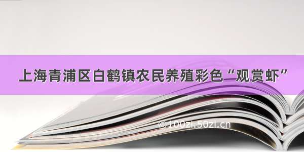 上海青浦区白鹤镇农民养殖彩色“观赏虾”