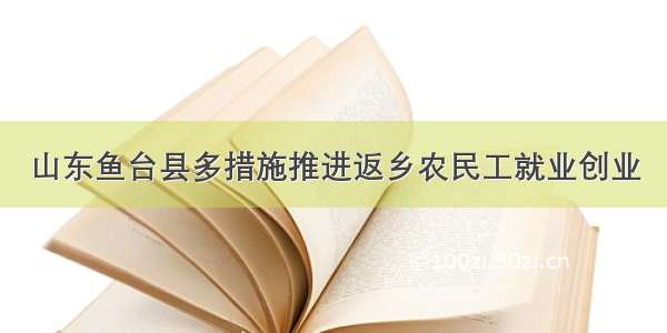 山东鱼台县多措施推进返乡农民工就业创业