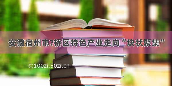 安徽宿州市?桥区特色产业走向“块状聚集”