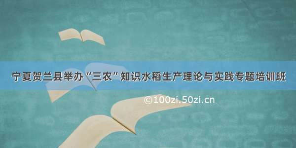 宁夏贺兰县举办“三农”知识水稻生产理论与实践专题培训班