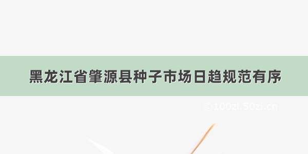 黑龙江省肇源县种子市场日趋规范有序