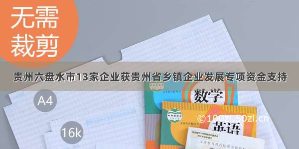 贵州六盘水市13家企业获贵州省乡镇企业发展专项资金支持