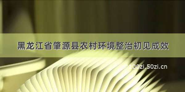 黑龙江省肇源县农村环境整治初见成效