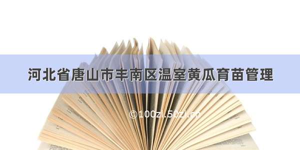 河北省唐山市丰南区温室黄瓜育苗管理