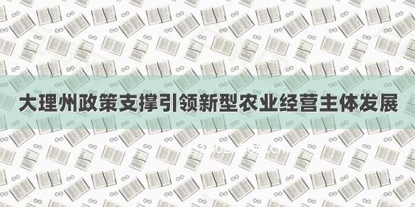 大理州政策支撑引领新型农业经营主体发展