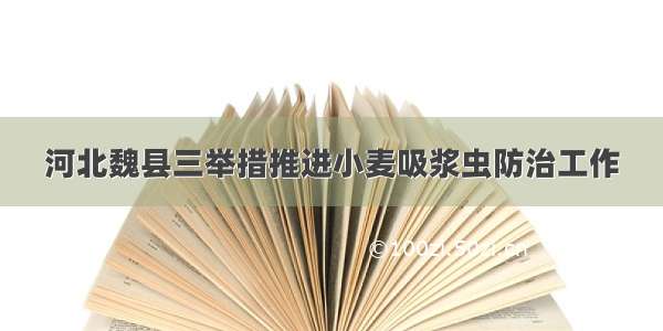 河北魏县三举措推进小麦吸浆虫防治工作