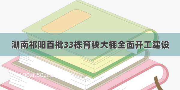 湖南祁阳首批33栋育秧大棚全面开工建设