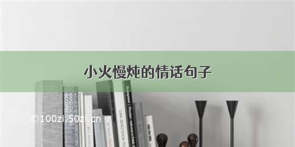 小火慢炖的情话句子