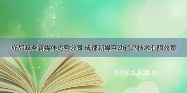 成都政务新媒体运营公司 成都新媒互动信息技术有限公司