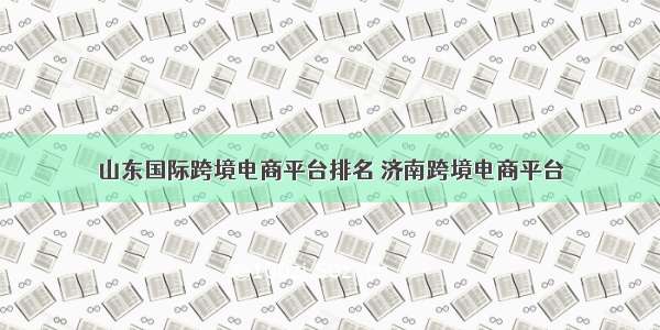 山东国际跨境电商平台排名 济南跨境电商平台