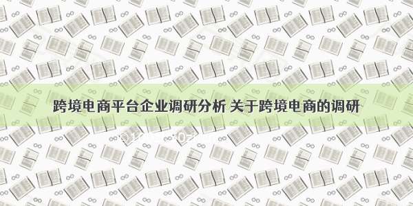 跨境电商平台企业调研分析 关于跨境电商的调研