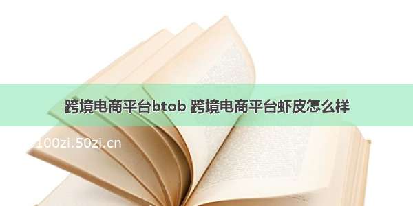 跨境电商平台btob 跨境电商平台虾皮怎么样