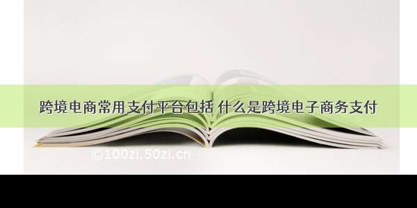 跨境电商常用支付平台包括 什么是跨境电子商务支付