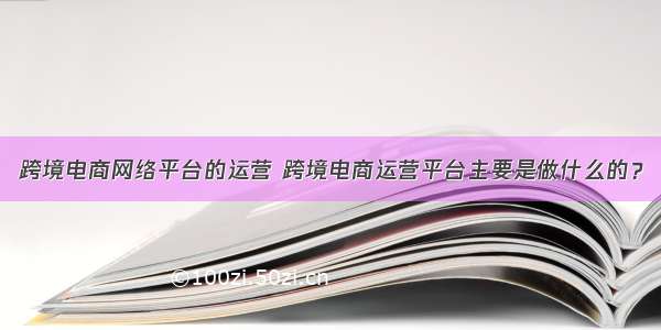 跨境电商网络平台的运营 跨境电商运营平台主要是做什么的？