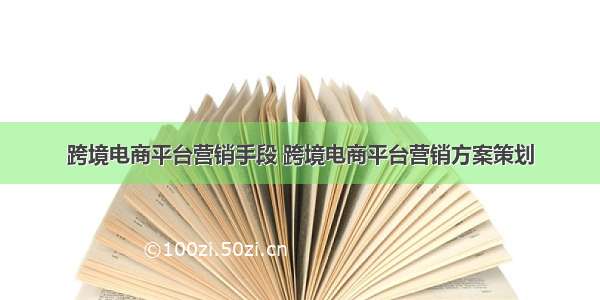 跨境电商平台营销手段 跨境电商平台营销方案策划