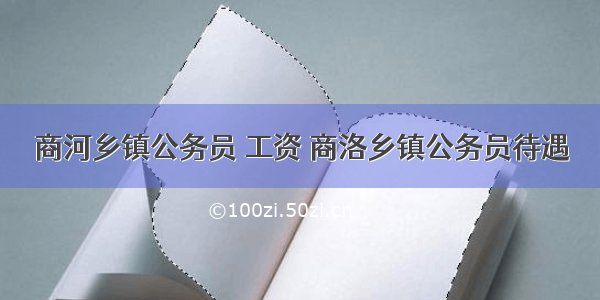 商河乡镇公务员 工资 商洛乡镇公务员待遇