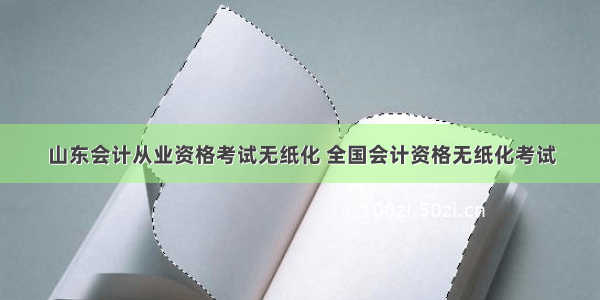 山东会计从业资格考试无纸化 全国会计资格无纸化考试