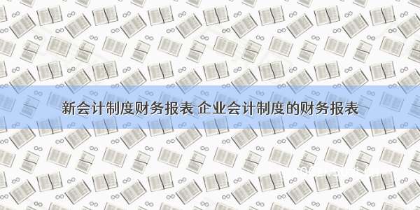 新会计制度财务报表 企业会计制度的财务报表