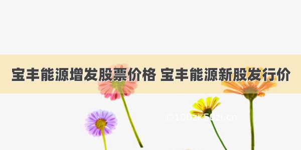 宝丰能源增发股票价格 宝丰能源新股发行价