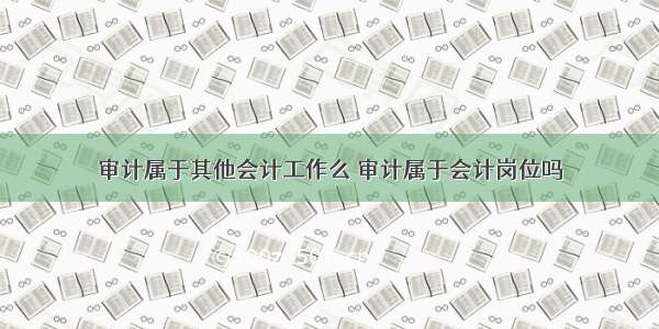 审计属于其他会计工作么 审计属于会计岗位吗