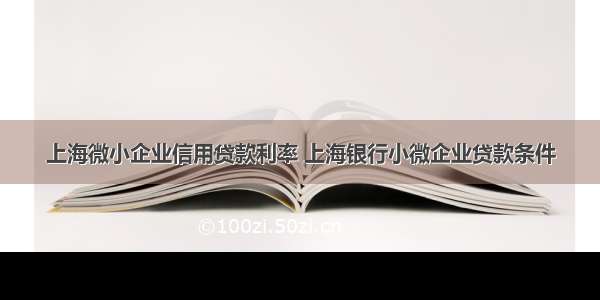 上海微小企业信用贷款利率 上海银行小微企业贷款条件