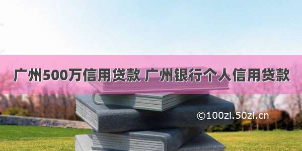 广州500万信用贷款 广州银行个人信用贷款